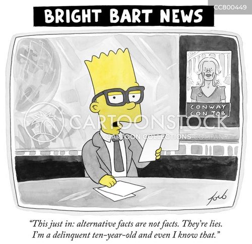 critical thinking cartoon with alternative fact and the caption "This just in: alternative facts are not facts. They're lies. I'm a delinquent ten-year-old and even I know that." by Tom Toro