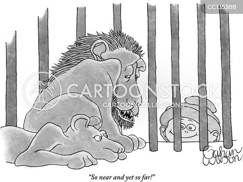 safari cartoon with animal and the caption "So near and yet so far!" by Gahan Wilson