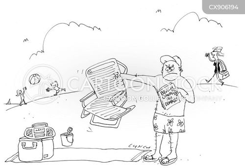 travel guide cartoon with beach and the caption A man reading 'Beach Chairs for Dummies' by Mike Lynch