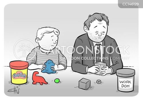 childhood cartoon with child and the caption Play-Doh vs Work Doh by Ellis Rosen