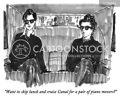 couple cartoon with couples and the caption "Want to skip lunch and cruise Canal for a pair of piano movers?" by Michael Crawford