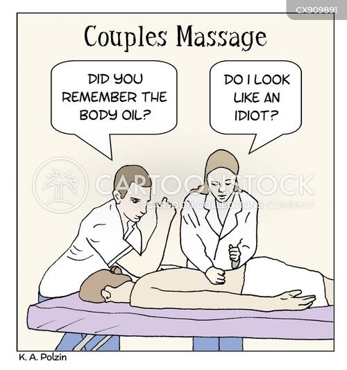 couple cartoon with couples and the caption Couples Massage by K. A. Polzin