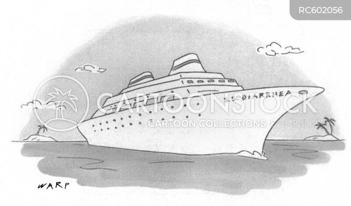 tourism cartoon with cruise and the caption Cruise ship called "S.S. Diarrhea" by Kim Warp