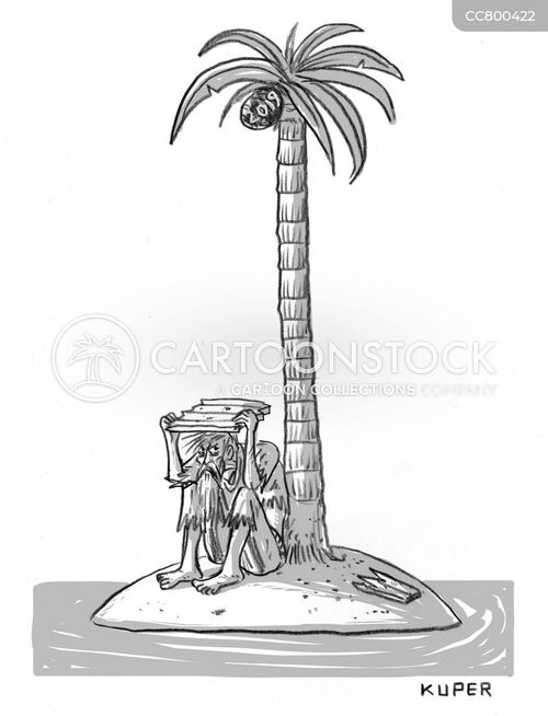 beach cartoon with desert island and the caption 2019 Coconut by Peter Kuper