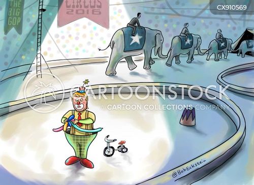 alone cartoon with trump and the caption Trump Circus by Bob Eckstein