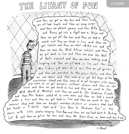 school trip cartoon with education and the caption The Litany Of Fun by Roz Chast