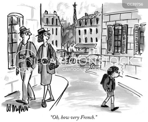 europe cartoon with european and the caption "Oh, how very French." by Warren Miller