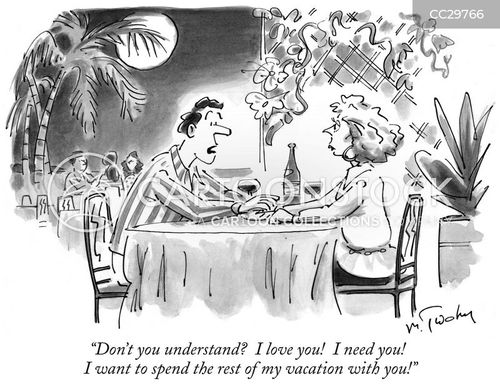 fling cartoon with flings and the caption "Don't you understand? I love you! I need you! I want to spend the rest of my vacation with you!" by Mike Twohy