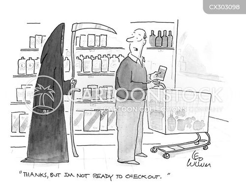 grocery store checkout cartoon