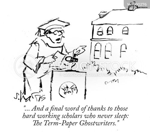 academic writing cartoon with graduation and the caption "A final word of thanks to those hard working scholars: The Term-Paper Ghostwriters." by Sidney Harris