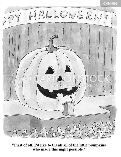 speech cartoon with halloween and the caption "First of all, I'd like to thank all of the little pumpkins who made this night possible." by Danny Shanahan