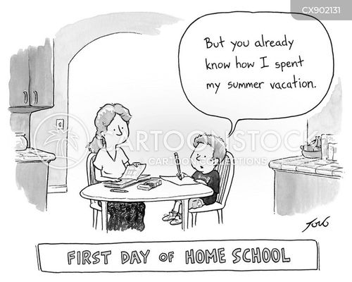 home school cartoon with home schools and the caption First Day of Home School by Tom Toro