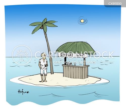 sailboat cartoon with island and the caption Man marooned on island sets up bar for 'singles night'. by Kaamran Hafeez