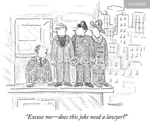 clergy cartoon with joke and the caption "Excuse me—does this joke need a lawyer?" by Bob Mankoff