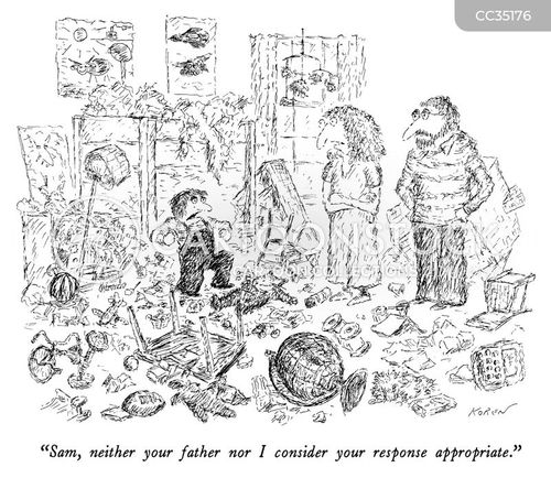 kid cartoon with kids and the caption "Sam, neither your father nor I consider your response appropriate." by Edward Koren