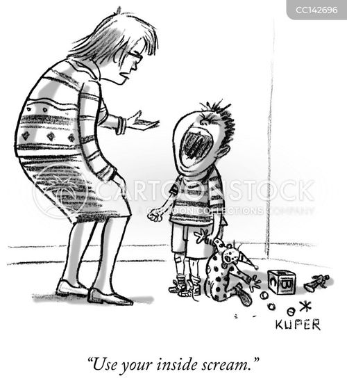 mom cartoon with moms and the caption "Use Your Inside Scream" by Peter Kuper