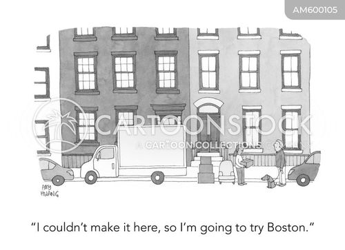 tourism cartoon with move and the caption "I could't make it here, so I'm going to try Boston." by Amy Hwang