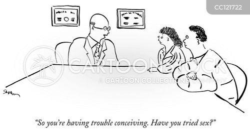 ob-gyn cartoon with ob-gyns and the caption "So you're having trouble conceiving. Have you tried sex?" by Michael Shaw