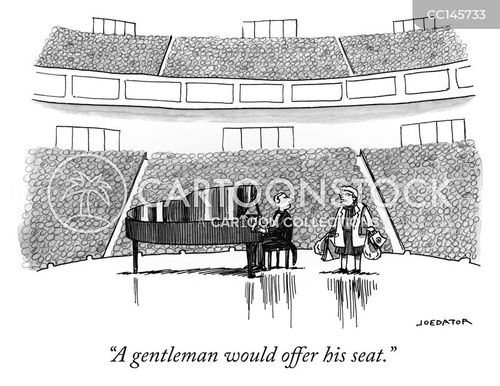 elderly cartoon with old lady and the caption "A gentleman would offer his seat." by Joe Dator
