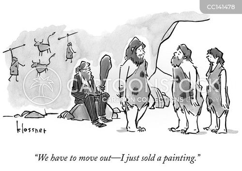 paperwork cartoon with paint and the caption "We have to move out – I just sold a painting." by John Klossner