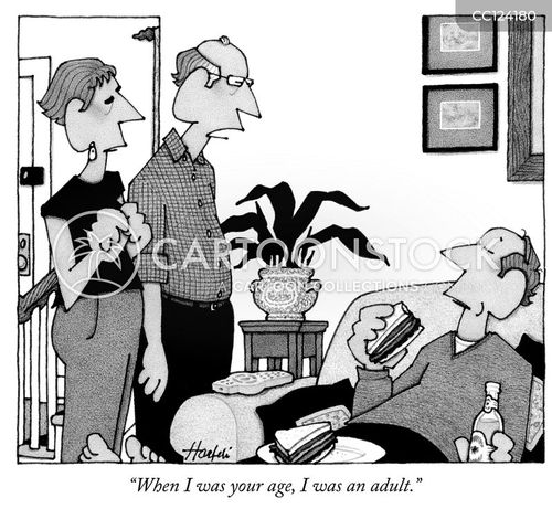 parents cartoon with parent and the caption "When I was your age, I was an adult." by William Haefeli