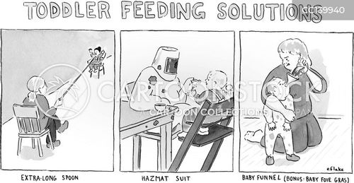 parent cartoon with parents and the caption Toddler Feeding Solutions by Emily Flake