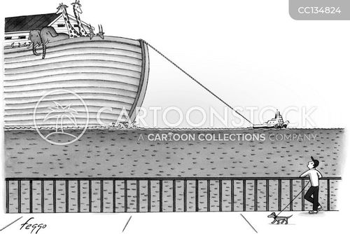 yacht cartoon with pull and the caption Noah's Ark Being Towed. by Felipe Galindo Feggo