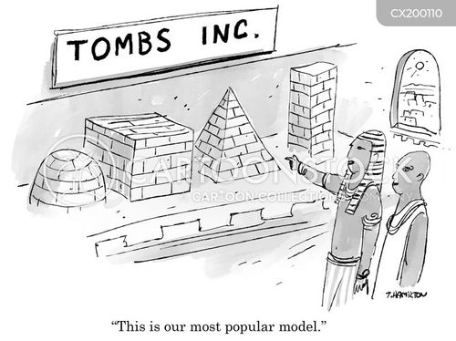 tourism cartoon with pyramid and the caption "This is our most popular model." by Tim Hamilton