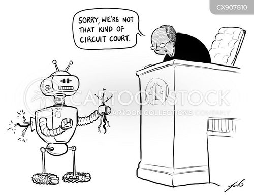travel cartoon with robot and the caption "Sorry, we're not that kind of circuit court." by Tom Toro