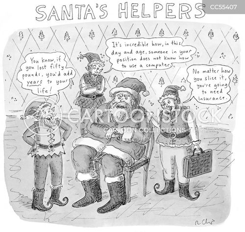 santa cartoon with santa claus and the caption Santa's Helpers by Roz Chast