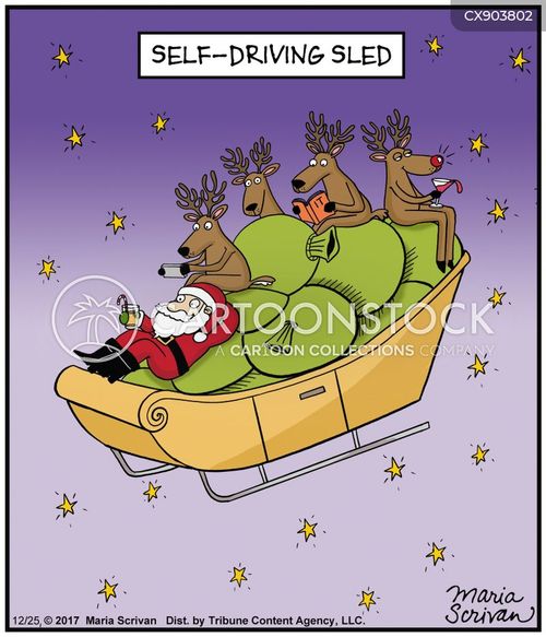 santa sleigh cartoon