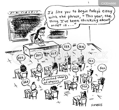 education cartoon with school and the caption Teaching students going through puberty. by David Sipress