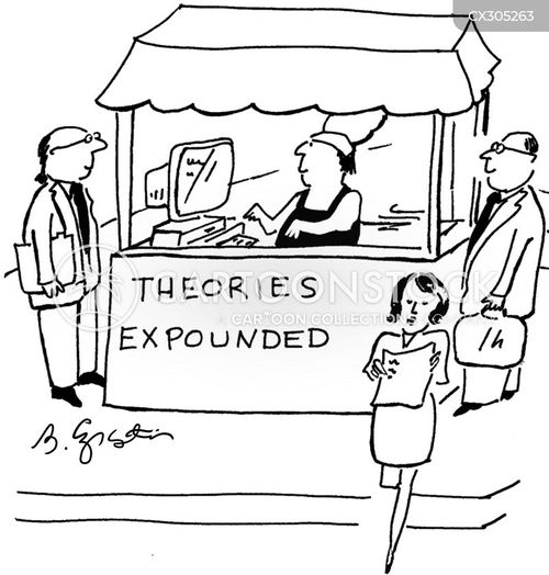 academic writing cartoon with street food and the caption Theories expounded by Benita Epstein