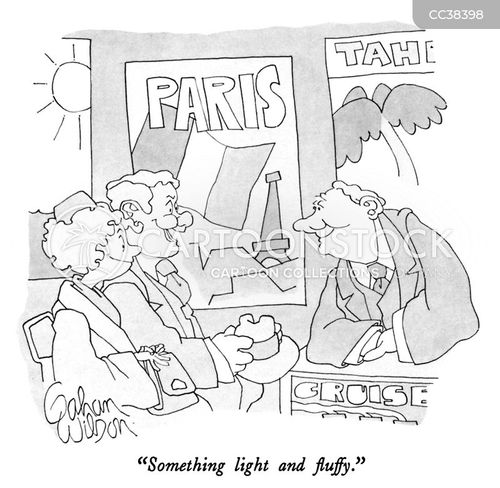 travel cartoon with travelling and the caption "Something light and fluffy." by Gahan Wilson