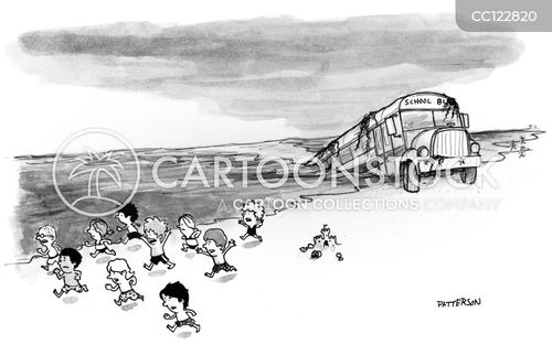 school trip cartoon with washed up and the caption School Trip To The Beach by Jason Patterson