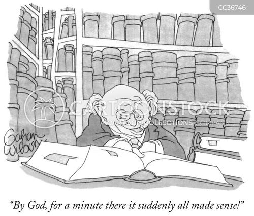 elderly cartoon with writer and the caption "By God, for a minute there it suddenly all made sense!" by Gahan Wilson